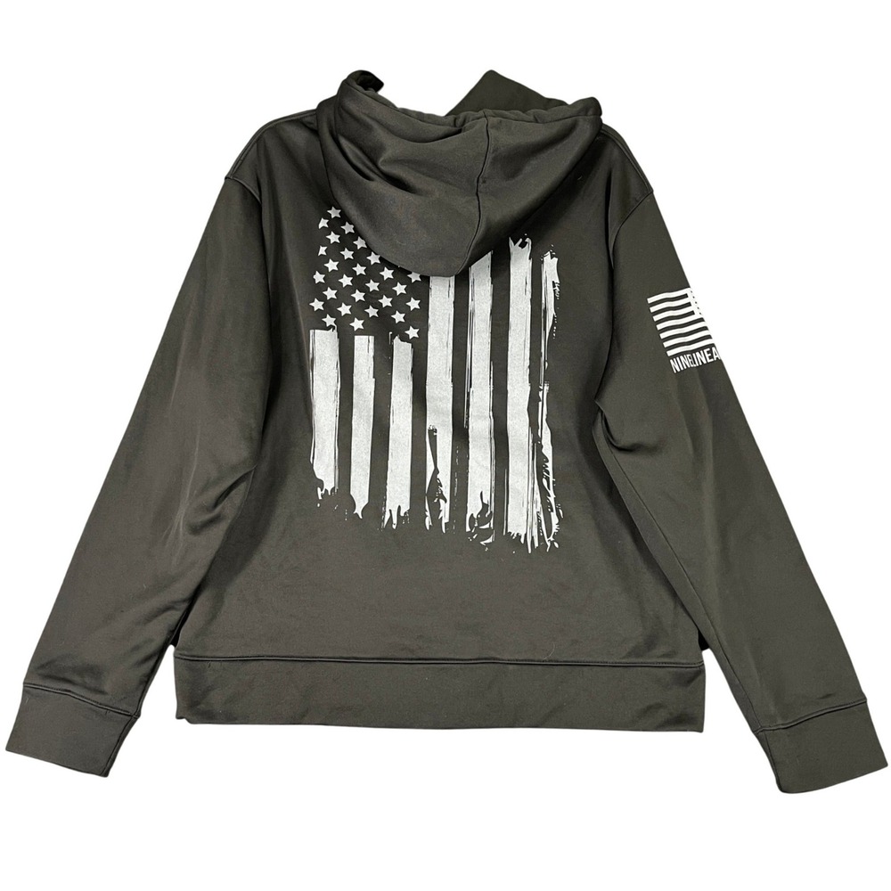Nine Line Apparel Insulated Pocket Hoodie American Flag Graphic Black M Mens